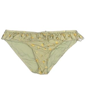LC Lauren Conrad Green Lemon Bikini Bottom Women's XL Ruffle Plus Size Swim EUC